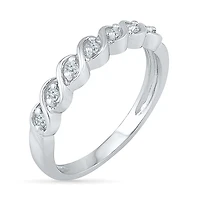 Womens 2MM 1/6 CT. T.W. Natural White Diamond Sterling Silver Band
