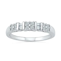 Womens 2MM 1/ CT. T.W. Natural White Diamond Sterling Silver Band