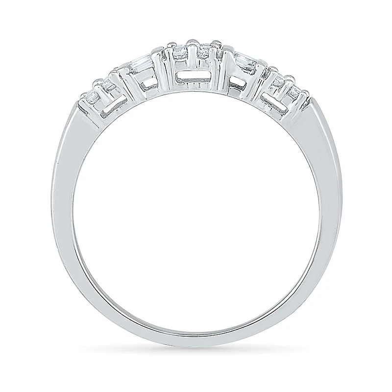 Womens 2MM 1/ CT. T.W. Natural White Diamond Sterling Silver Band