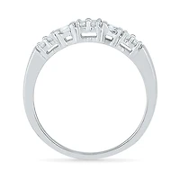 Womens 2MM 1/ CT. T.W. Natural White Diamond Sterling Silver Band