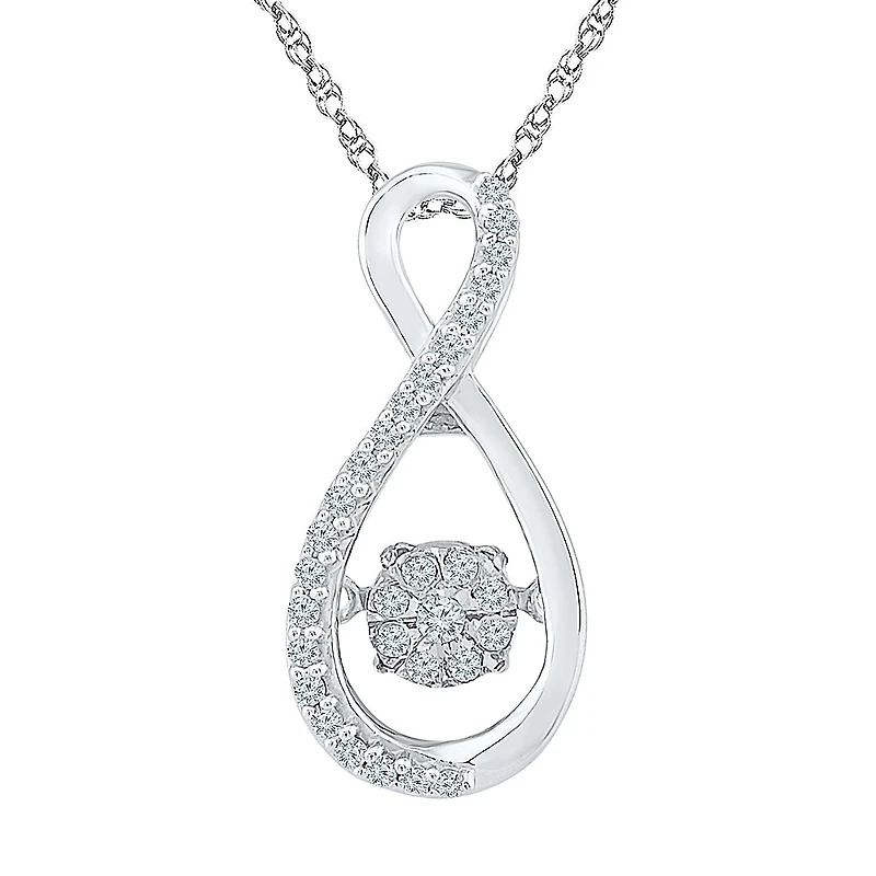 Womens 1/ CT. T.W. Natural Diamond Sterling Silver 18 Inch Pendant Necklace