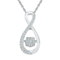 Womens 1/ CT. T.W. Natural Diamond Sterling Silver 18 Inch Pendant Necklace