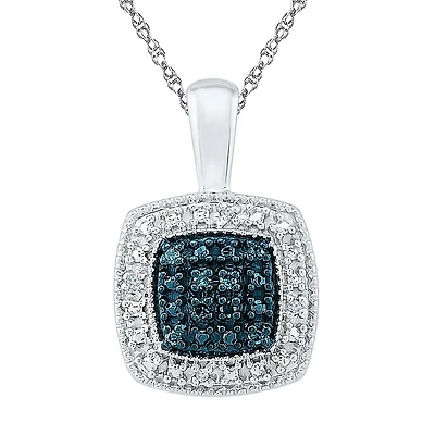 Womens Diamond Accent Natural Blue Diamond Sterling Silver 18 Inch Pendant Necklace