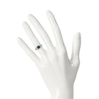 Womens Diamond Accent Natural Blue Sterling Silver Halo Cocktail Ring