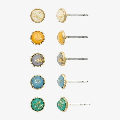 Mixit Womens Multi Color Round Hypoallergenic 5 Pair Earring Set