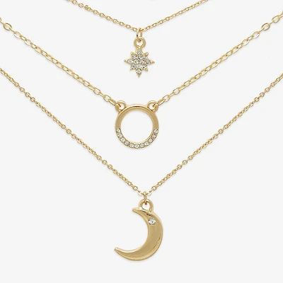 Mixit Womens Cubic Zirconia Moon Star Hypoallergenic 3-pc. Necklace Set