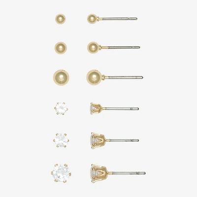 Mixit Womens Cubic Zirconia Hypoallergenic 6 Pair Earring Set