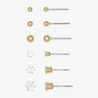 Mixit Womens Cubic Zirconia Hypoallergenic 6 Pair Earring Set