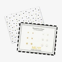 Mixit Womens Cubic Zirconia Hypoallergenic 6 Pair Earring Set