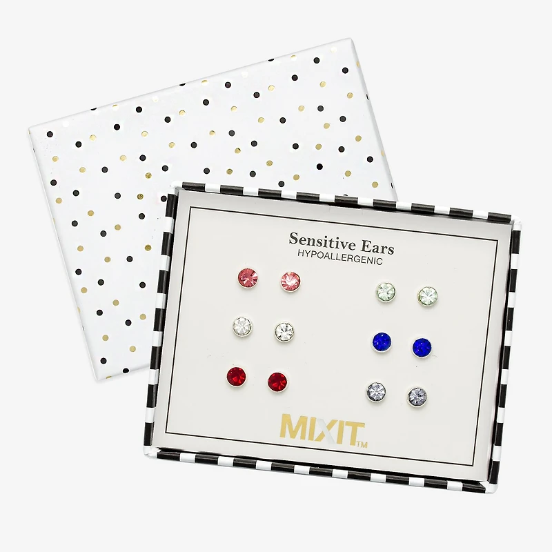 Mixit Womens Round Hypoallergenic 6 Pair Earring Set