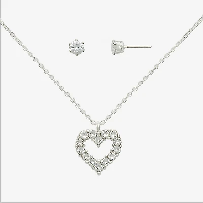 Mixit Womens Crystal Heart Hypoallergenic 2-pc. Jewelry Set