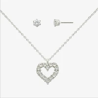Mixit Womens Crystal Heart Hypoallergenic 2-pc. Jewelry Set