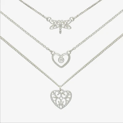 Mixit Womens Cubic Zirconia Heart Hypoallergenic 3-pc. Necklace Set
