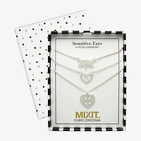 Mixit Womens Cubic Zirconia Heart Hypoallergenic 3-pc. Necklace Set