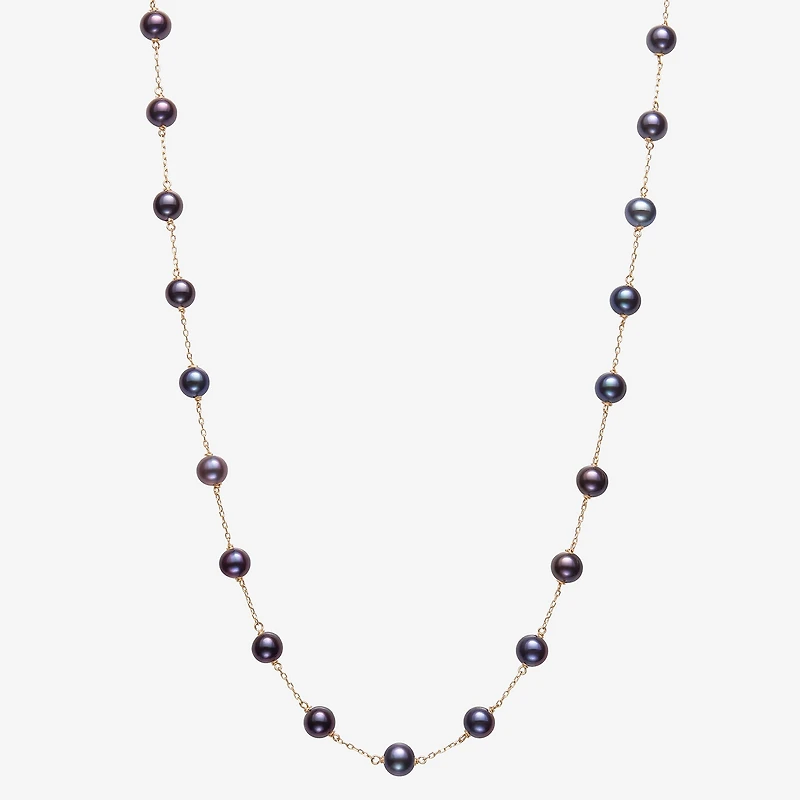 Womens White 10K Gold 18 Inch Strand Necklace