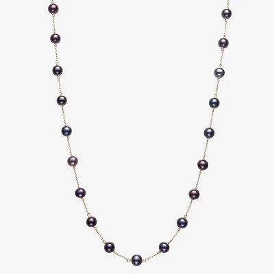Womens White 10K Gold 18 Inch Strand Necklace