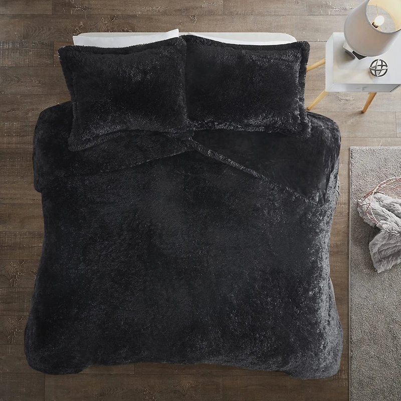 Intelligent Design Leena Shaggy Fur Duvet Cover Set