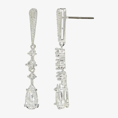 Sparkle Allure Womens Cubic Zirconia Pure Silver Over Brass Drop Earrings