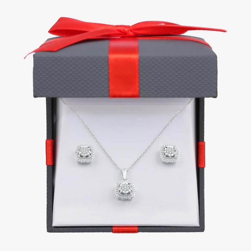 Womens 1/10 CT. T.W. Natural White Diamond Sterling Silver 2-pc. Jewelry Set