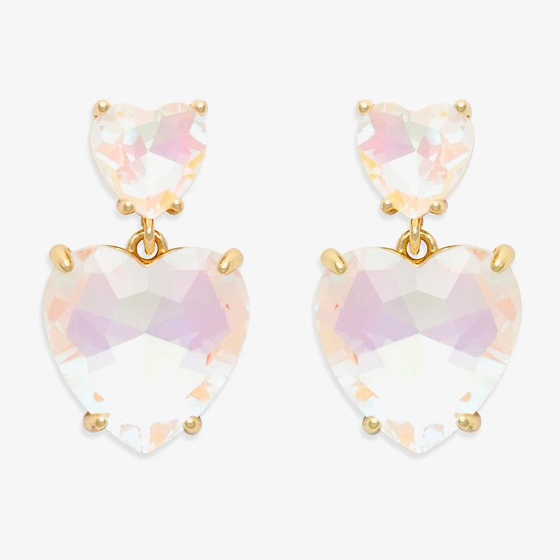 Bijoux Bar Gold Tone Womens Pink Glass Heart Drop Earrings