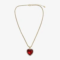 Bijoux Bar Gold Tone Womens Red Heart 18 Inch Pendant Necklace