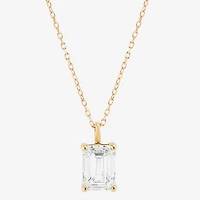 ( H-I/Si1-Si2 ) 2 CT. Lab-Grown Diamond 14K Gold Emerald 18 Inch Pendant Necklace