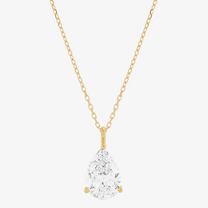 ( H-I/Si1-Si2 ) 2 CT. Lab-Grown Diamond 14K Gold Pear 18 Inch Pendant Necklace