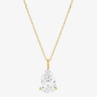 ( H-I/Si1-Si2 ) 2 CT.  Lab-Grown Diamond 14K Gold Pear 18 Inch Pendant Necklace