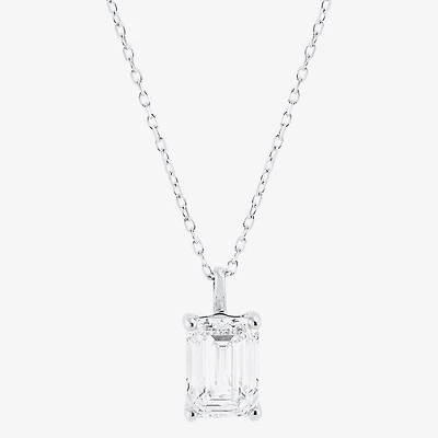 ( H-I/Si1-Si2 ) 2 CT. Lab-Grown Diamond 14K Gold Emerald 18 Inch Pendant Necklace