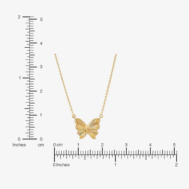 Womens 10K Gold Butterfly 18 Inch Pendant Necklace