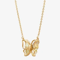 Womens 10K Gold Butterfly 18 Inch Pendant Necklace