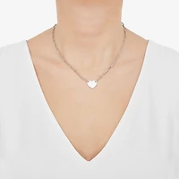 Made in Italy Womens Sterling Silver Heart 16 Inch Pendant Necklace