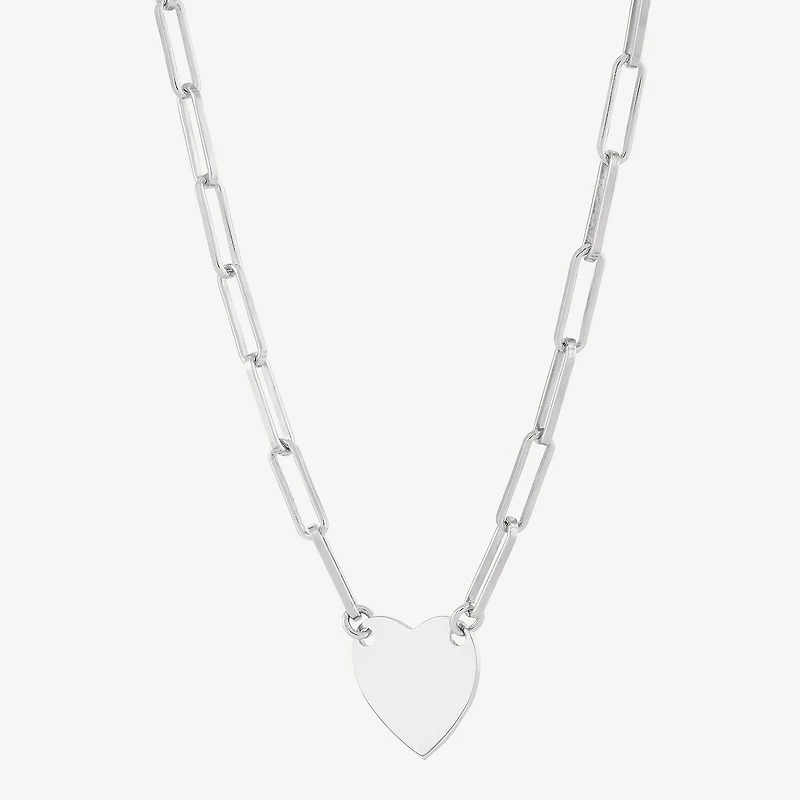 Made in Italy Womens Sterling Silver Heart 16 Inch Pendant Necklace