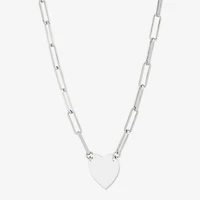 Made in Italy Womens Sterling Silver Heart 16 Inch Pendant Necklace