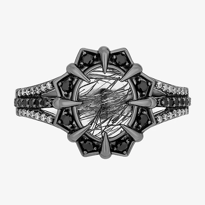 Enchanted Disney Fine Jewelry Maleficent(I, I2) Womens 1/10 CT. T.W. Genuine Black Quartz Sterling Silver Maleficent Cocktail Ring