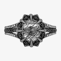 Enchanted Disney Fine Jewelry Maleficent(I, I2) Womens 1/10 CT. T.W. Genuine Black Quartz Sterling Silver Maleficent Cocktail Ring