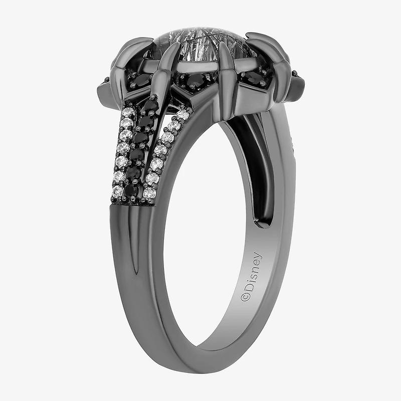 Enchanted Disney Fine Jewelry Maleficent(I, I2) Womens 1/10 CT. T.W. Genuine Black Quartz Sterling Silver Maleficent Cocktail Ring