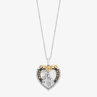 Enchanted Disney Fine Jewelry Belle (I, I2) Womens 1/10 CT. T.W. Genuine White Mother Of Pearl 14K Gold Over Silver Sterling Silver Heart 18 Inch Pendant Necklace
