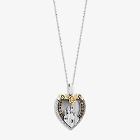 Enchanted Disney Fine Jewelry Belle (I, I2) Womens 1/10 CT. T.W. Genuine White Mother Of Pearl 14K Gold Over Silver Sterling Silver Heart 18 Inch Pendant Necklace