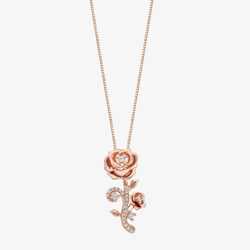 Belle (I, I2) Womens 1/6 CT. T.W. Lab Grown White Diamond 14K Rose Gold Over Silver Round Belle Pendant