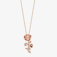 Belle (I, I2) Womens 1/6 CT. T.W. Lab Grown White Diamond 14K Rose Gold Over Silver Round Belle Pendant