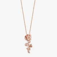 Belle (I, I2) Womens 1/6 CT. T.W. Lab Grown White Diamond 14K Rose Gold Over Silver Round Belle Pendant