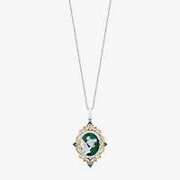 Tinker Bell(I,I2) Womens Diamond Accent Genuine Green Malachite 14K Gold Over Silver Oval Tinker Bell Pendant
