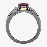 Enchanted Disney Fine Jewelry Evil Queen (I, I2) Womens 1/8 CT. T.W. Genuine Red Garnet 14K Gold Over Silver Oval Evil Queen Cocktail Ring