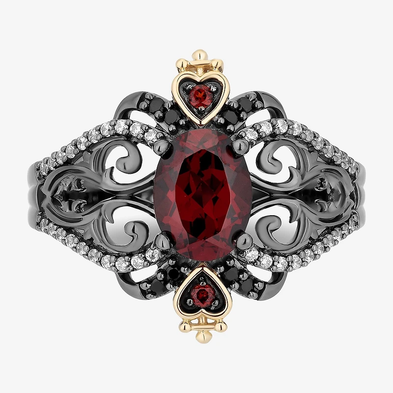 Enchanted Disney Fine Jewelry Evil Queen (I, I2) Womens 1/8 CT. T.W. Genuine Red Garnet 14K Gold Over Silver Oval Evil Queen Cocktail Ring