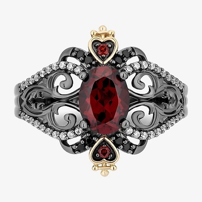Enchanted Disney Fine Jewelry Evil Queen (I, I2) Womens 1/8 CT. T.W. Genuine Red Garnet 14K Gold Over Silver Oval Evil Queen Cocktail Ring