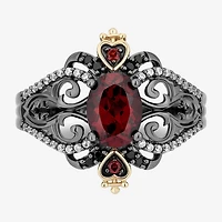 Enchanted Disney Fine Jewelry Evil Queen (I, I2) Womens 1/8 CT. T.W. Genuine Red Garnet 14K Gold Over Silver Oval Evil Queen Cocktail Ring