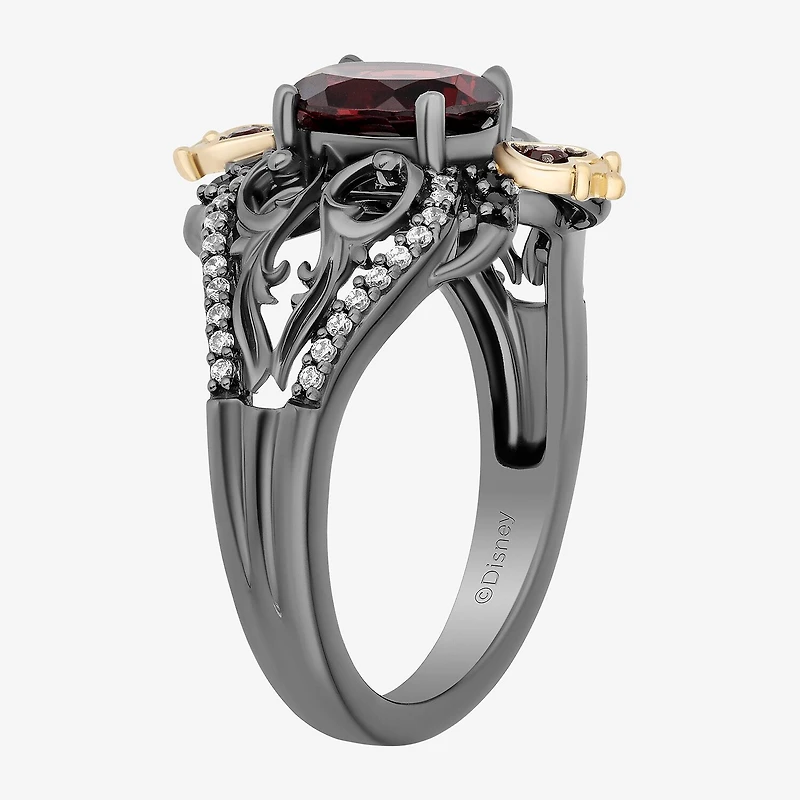 Enchanted Disney Fine Jewelry Evil Queen (I, I2) Womens 1/8 CT. T.W. Genuine Red Garnet 14K Gold Over Silver Oval Evil Queen Cocktail Ring
