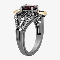 Enchanted Disney Fine Jewelry Evil Queen (I, I2) Womens 1/8 CT. T.W. Genuine Red Garnet 14K Gold Over Silver Oval Evil Queen Cocktail Ring