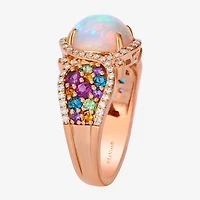 Le Vian Genuine Opal, Rhodialite, Amethyst, Tanzinite & 1/4 ct. t.w. Natural Diamond Rainbow Side Cocktail Ring 14K Rose Gold
